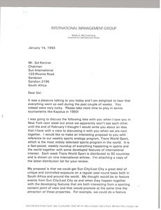 Letter from Mark H. McCormack to Sol Kerzner