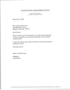 Letter from Mark H. McCormack to Charles Newcomer