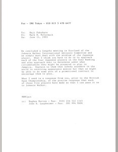 Fax from Mark H. McCormack to Haji Fukuhara