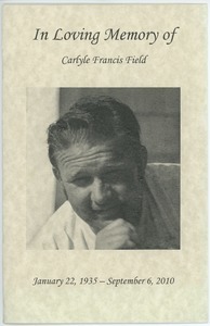Program for A Celebration of the Life of Carlyle Francis Field, Class of 1954, New Salem Academy