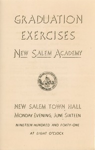 Program for the 1941 New Salem Academy graduation