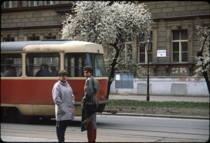 Tram and women on the street