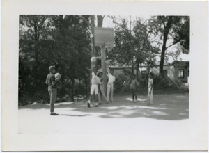 Children playing basketball