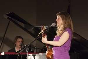 Dar Williams, performing at the First Congregational Church in Wellfleet, accompanied by Bryn Roberts on piano