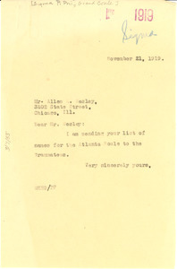 Letter from W. E. B. Du Bois to Sigma Pi Phi