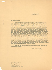 Letter from W. E. B. Du Bois to Shirley Graham