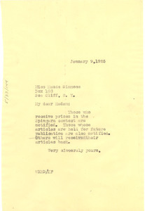 Letter from W. E. B. Du Bois to Maude Simmons