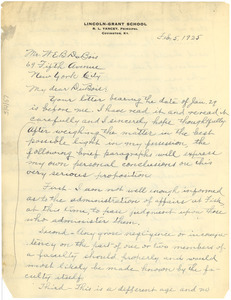 Letter from R. L. Yancey to W. E. B. Du Bois