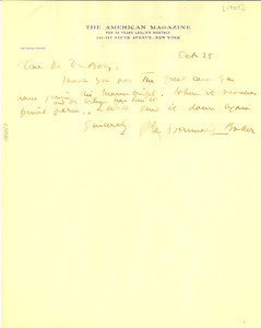 Letter from Ray Stannard Baker to W. E. B. Du Bois