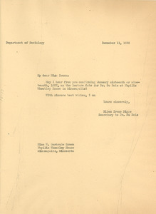 Letter from Ellen Irene Diggs to Phyllis Wheatley House