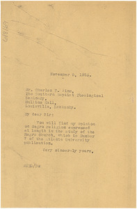 Letter from W. E. B. Du Bois to Charles F. Sims
