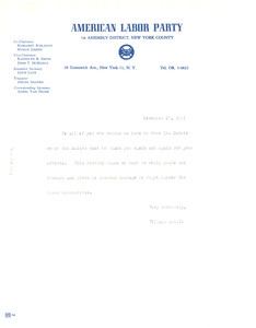 Circular letter from American Labor Party to unidentified correspondent