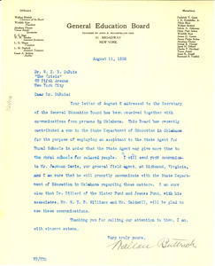 Letter from General Education Board to W. E. B. Du Bois
