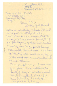 Letter from Novella Howard to W. E. B. Du Bois