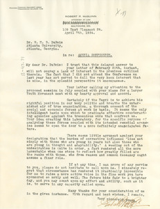 Letter from Robert P. McGuinn to W. E. B. Du Bois