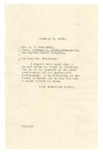Letter from W. E. B. Du Bois to Johnson C. Smith University