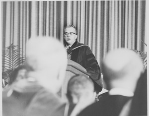 President John W. Lederle speaking at the Centennial Honors Day convocation