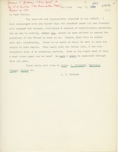 Transcript of letter from James S. Gibbons to Erasmus Darwin Hudson