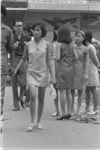 The miniskirted scene in Saigon. Young Vietnamese girls wear Western dress.