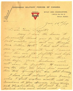Letter from Herbert C. Patterson to Olive Doggett (January 15, 1918)