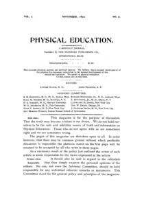 Physcial Education, November, 1892