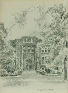 Pen and Ink Sketch of Marsh Memorial by Vernon Howe Bailey