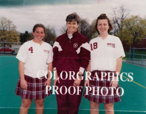 Coach Lynn Couturier with Kristen Mullady and Emily Kiablick (2000)