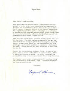 Sargent Shriver letter to Peace Corps Volunteers, ca. 1963
