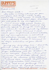 Correspondence between a woman in Santa Rosa, California and Mayor Kevin White
