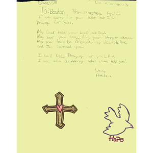 Letter to Boston from Girl Scout Troop 5058 (San Angelo, Texas)