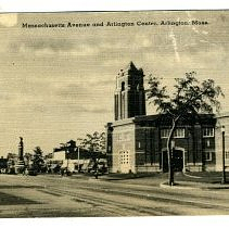 Postcard "Massachusetts Avenue and Arlington Center, Arlington, Mass"