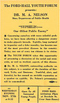 Ford Hall Youth Forum program advertising "Syphilis: Our Oldest Public Enemy"