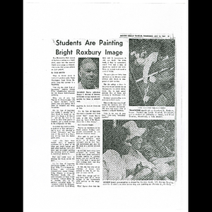 Photocopy of Boston Herald article, Students are painting bright Roxbury image
