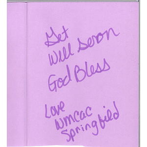 Card from a woman at the Western Massachusetts Correctional Alcohol Center