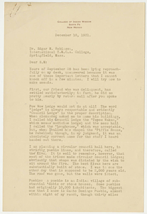 Letter from Ernest Thompson Seton to Edgar Robinson (December 10, 1931)