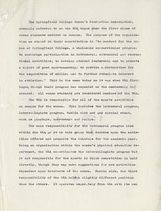 The history of Springfield College's Women's Recreation Association (WRA)