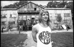 Michael Metelica standing in front of the Warwick dormitory, Brotherhood of the Spirit commune