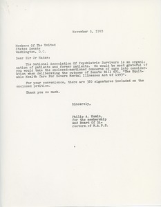 Letter from Philip A. Kumin to Members of the United States Senate
