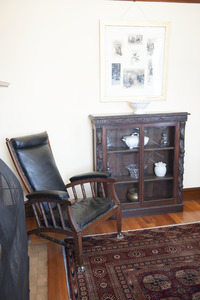 Arm chair and virtine at Naulakha, Rudyard Kipling's home from 1893-1896