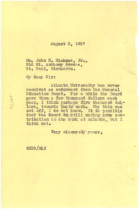 Letter from W. E. B. Du Bois to John H. Hickman Jr.