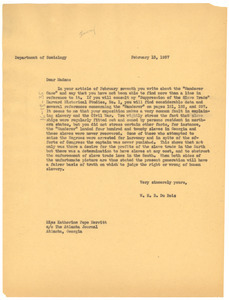 Letter from W. E. B. Du Bois to Katherine Pope Merritt