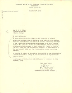 Letter from R. P. Perry to W. E. B. Du Bois
