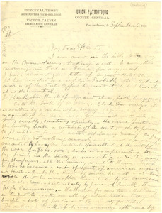 Letter from Percecal Thoby to U.S.G. Bassett