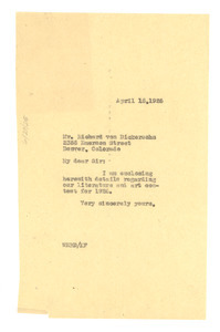 Letter from W. E. B. Du Bois to Richard Von Dickersohn