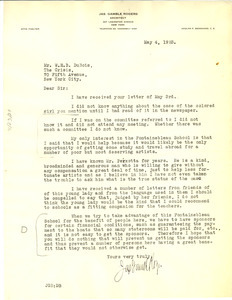 Letter from Jas. Gamble Rogers to W. E. B. Du Bois