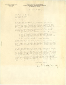Letter from L. Emmett Drewry to W. E. B. Du Bois