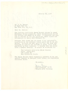 Letter from Northern California Peace Council to W. E. B. Du Bois