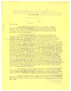 Circular letter from W. E. B. Du Bois to American Friends Service Committee