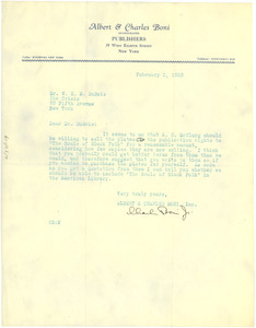 Letter from Albert & Charles Boni to W. E. B. Du Bois