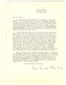 Letter from Mary Jane and Philip Keeney to W. E. B. Du Bois